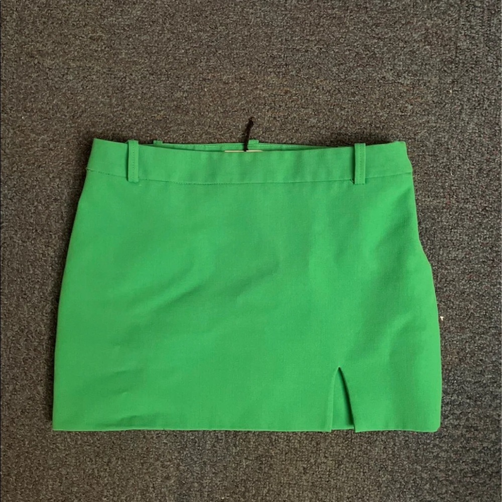 Zara bright green mini skirt with slit. Only worn once. X-small.
